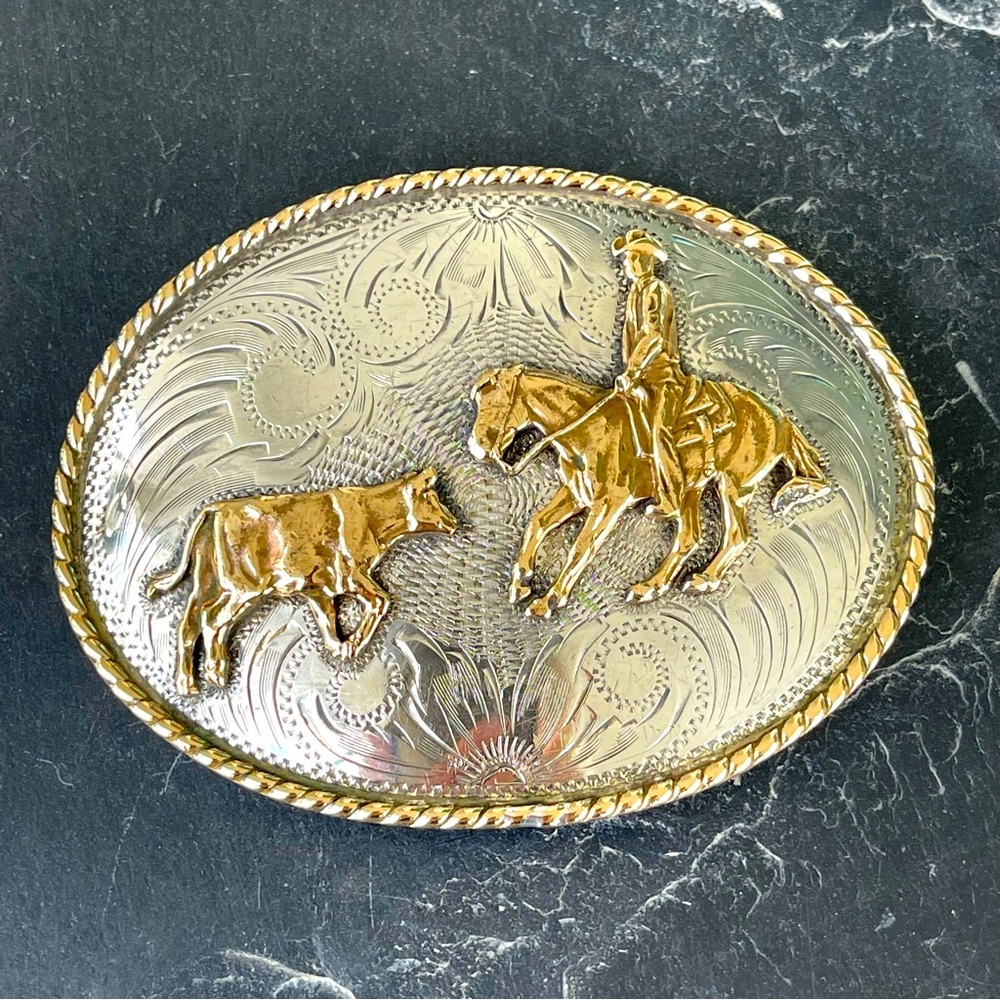 Sterling silver & brass Comstock Belt buckle